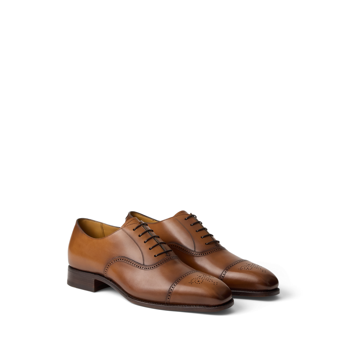 Мужские туфли Ralph Lauren Denver Burnished Calfskin Cap-Toe, цвет: Рыжевато-коричневый — фото 2