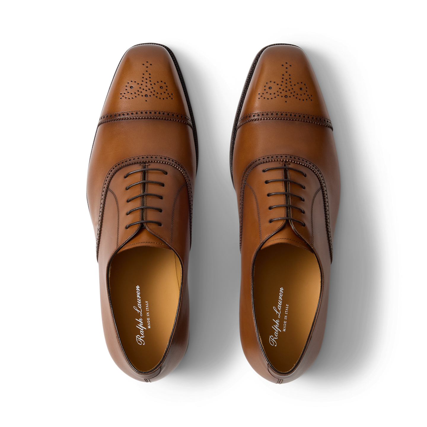 Мужские туфли Ralph Lauren Denver Burnished Calfskin Cap-Toe, цвет: Рыжевато-коричневый — фото 3