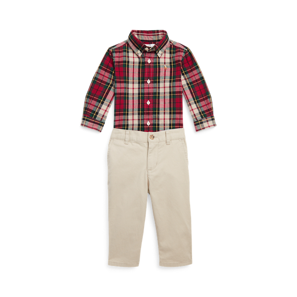 Plaid Cotton Shirt &amp; Stretch Chino Trous