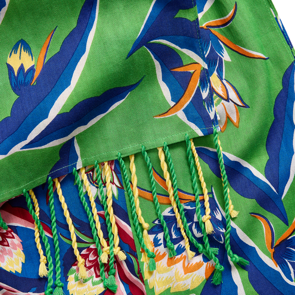 Bright Multi Floral Fringe-Trim Cotton Scarf Polo Ralph Lauren 3