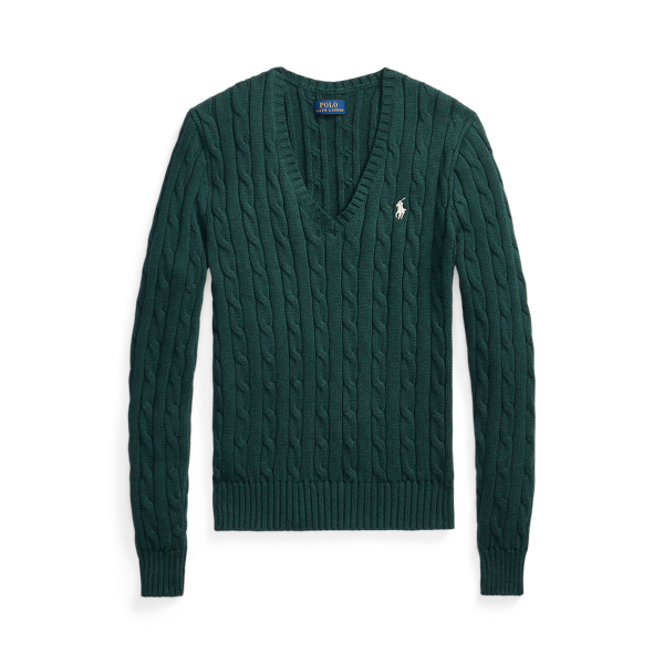Cable-Knit Cotton V-Neck Jumper