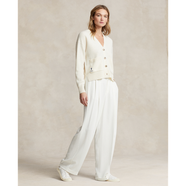 Cream Wool-Blend V-Neck Cardigan Polo Ralph Lauren 3