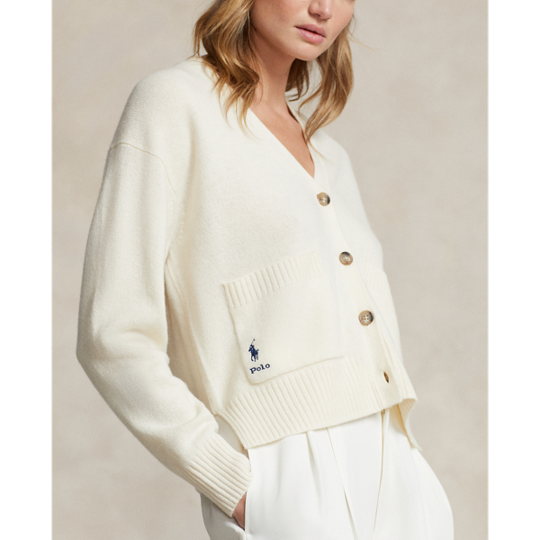 Cream Wool-Blend V-Neck Cardigan Polo Ralph Lauren 5