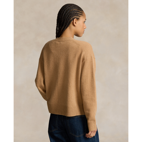 Wollstrickjacke mit V-Ausschnitt