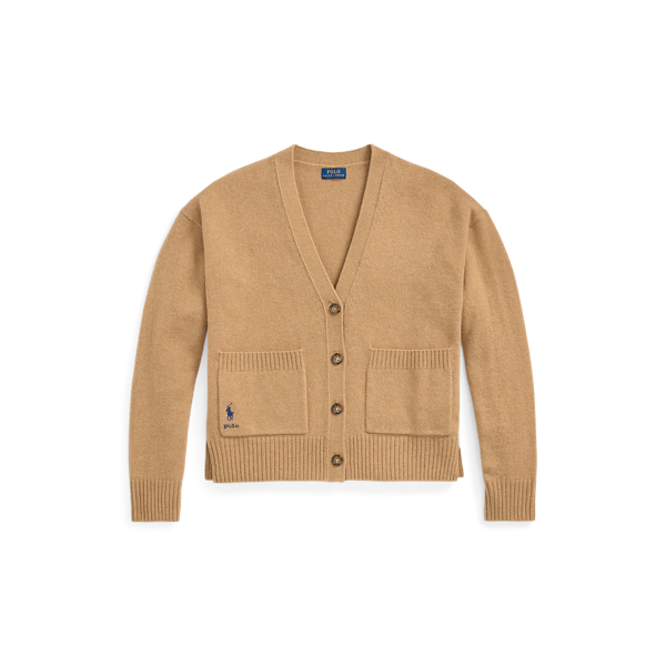 Wollstrickjacke mit V-Ausschnitt