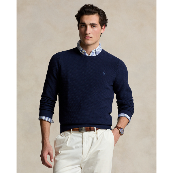 Refined_navy/C7956 Strukturierter Baumwoll-Rundhalspullover Polo Ralph Lauren 1