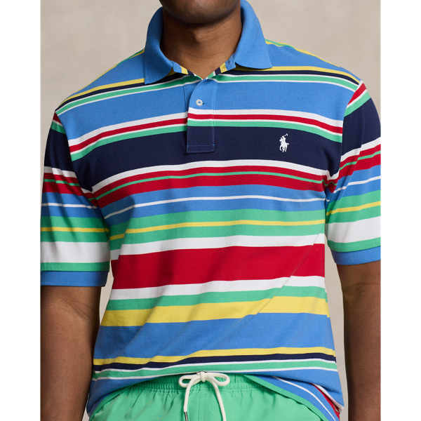 New England Blue Multi Striped Mesh Polo Shirt Big & Tall 6