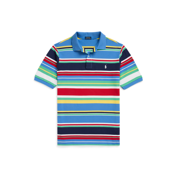 Striped Mesh Polo Shirt