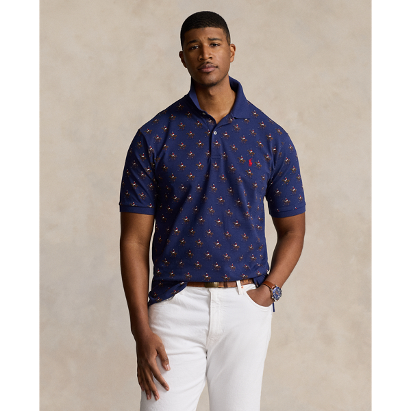 Equestrian-Print Mesh Polo Shirt