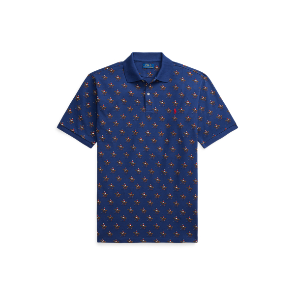 Equestrian-Print Mesh Polo Shirt Big & Tall 1