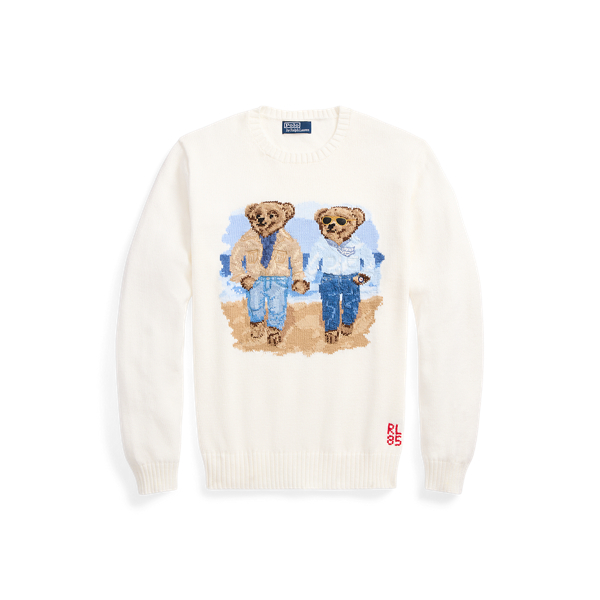 Polo Bear shops Ralph Lauren White Crewneck Sweater Pullover