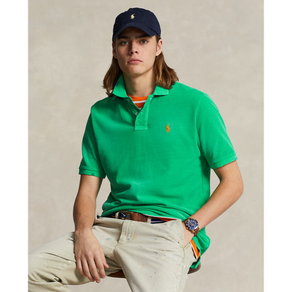 Grasshopper Green Classic Fit Garment-Dyed Mesh Polo Shirt Polo Ralph Lauren 1