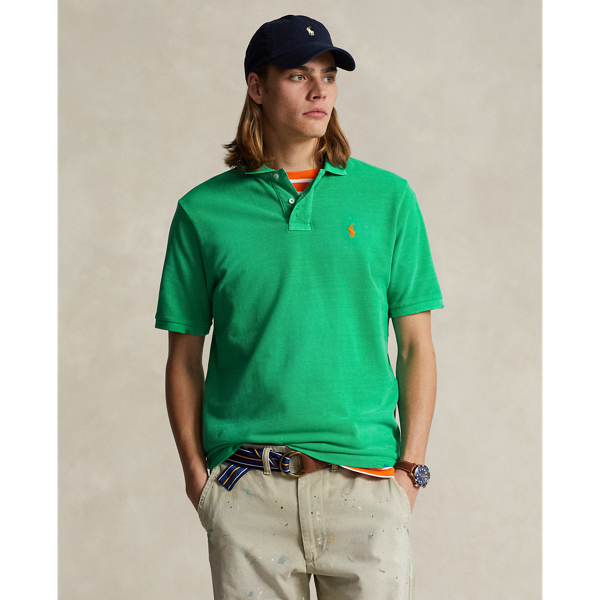 Grasshopper Green Classic Fit Garment-Dyed Mesh Polo Shirt Polo Ralph Lauren 7