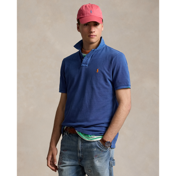 Classic Fit Garment-Dyed Mesh Polo Shirt