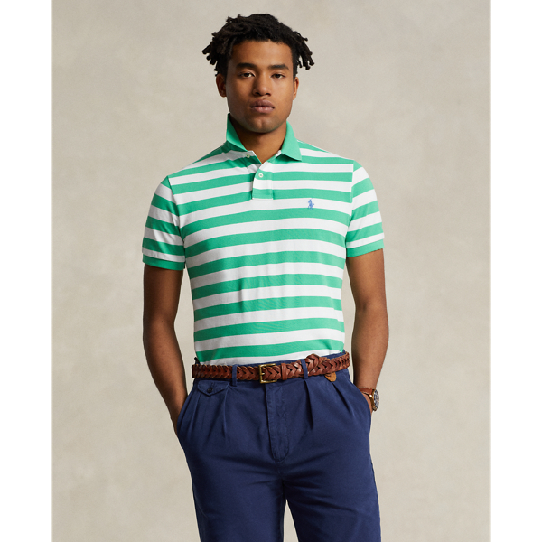 Classic Fit Striped Mesh Polo Shirt