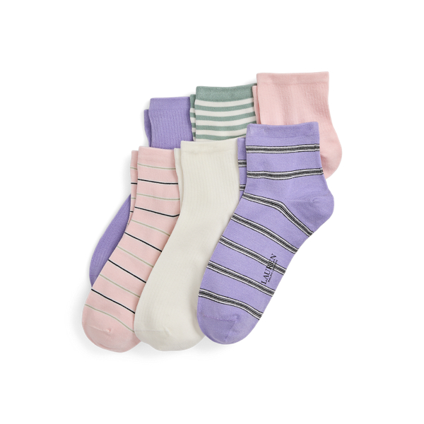 Multi Stripe Striped Quarter-Top Sock 6-Pack Lauren 1