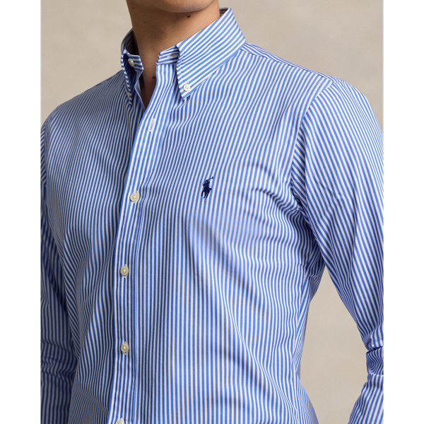 Custom Fit Striped Stretch Poplin Shirt