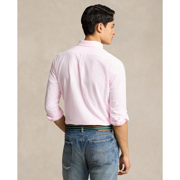 Carmel Pink/White Striped Knit Oxford Shirt Polo Ralph Lauren 5