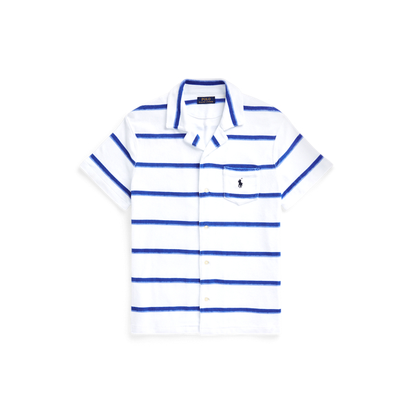 Custom Slim Fit Striped Terry Camp Shirt