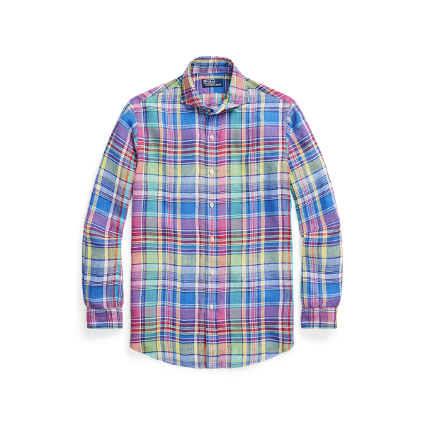 Custom fit geruit linnen overhemd Polo Ralph Lauren in 1