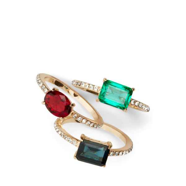 Gold Multi Gold-Tone Pav&eacute; Stone Ring Set Lauren 2