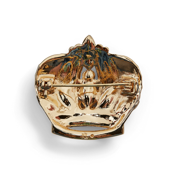 Gold Multi Gold-Tone Stone & Faux-Pearl Crown Pin Lauren 2