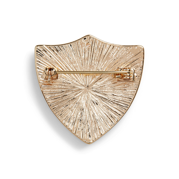 Gold/Tortoise Tortoiseshell Pav&eacute; Logo Shield Pin Lauren 2