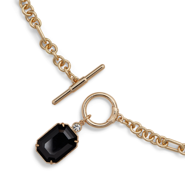 Gold Stone & Crystal Pendant Necklace Lauren 2