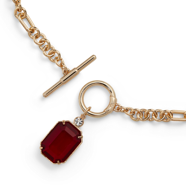 Gold Stone & Crystal Pendant Necklace Lauren 2