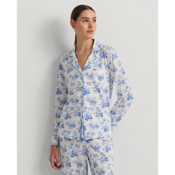 Blue Floral Floral Cotton-Blend Jersey Sleep Set Lauren 4
