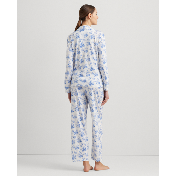 Blue Floral Floral Cotton-Blend Jersey Sleep Set Lauren 5