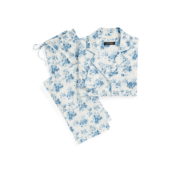 Blue Floral Floral Cotton-Blend Jersey Sleep Set Lauren 2