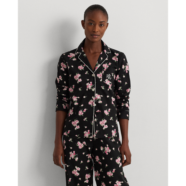 Black Ground Floral Floral Poplin Sleep Set Lauren 4