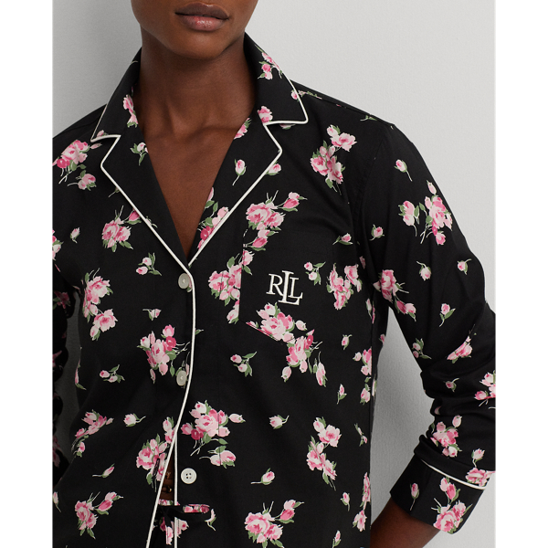 Black Ground Floral Floral Poplin Sleep Set Lauren 6