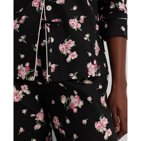 Black Ground Floral Floral Poplin Sleep Set Lauren 7