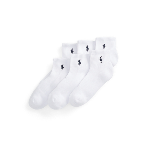 White Cotton-Blend Quarter-Crew Sock 6-Pack Polo Ralph Lauren 1