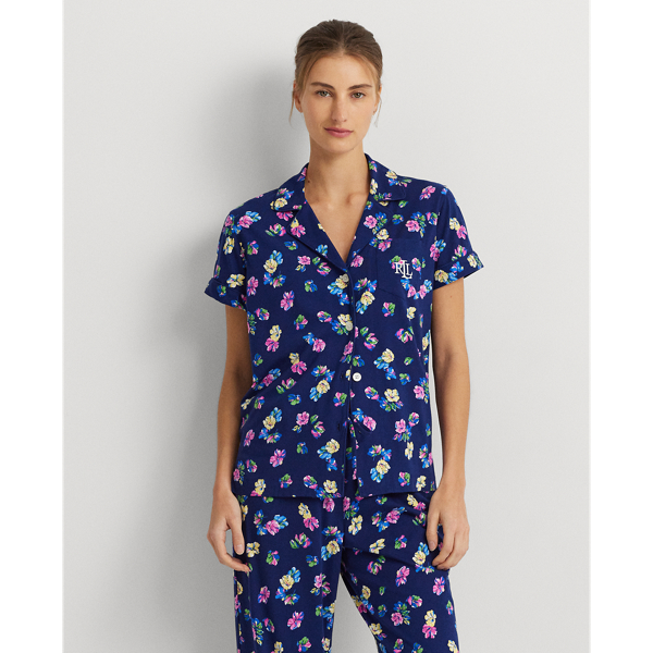 Navy Print Floral Jersey Capri Sleep Set Lauren 4