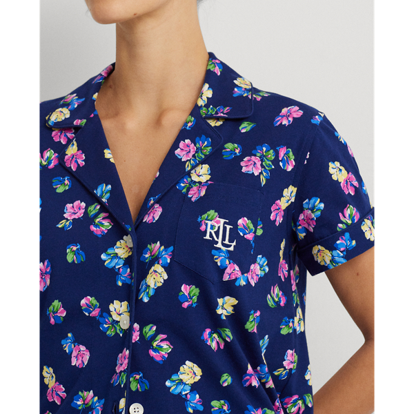 Navy Print Floral Jersey Capri Sleep Set Lauren 6
