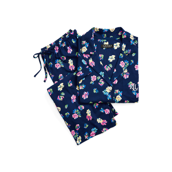 Navy Print Floral Jersey Capri Sleep Set Lauren 2