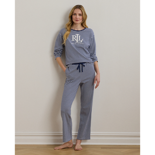 Blue striped pajama set sale