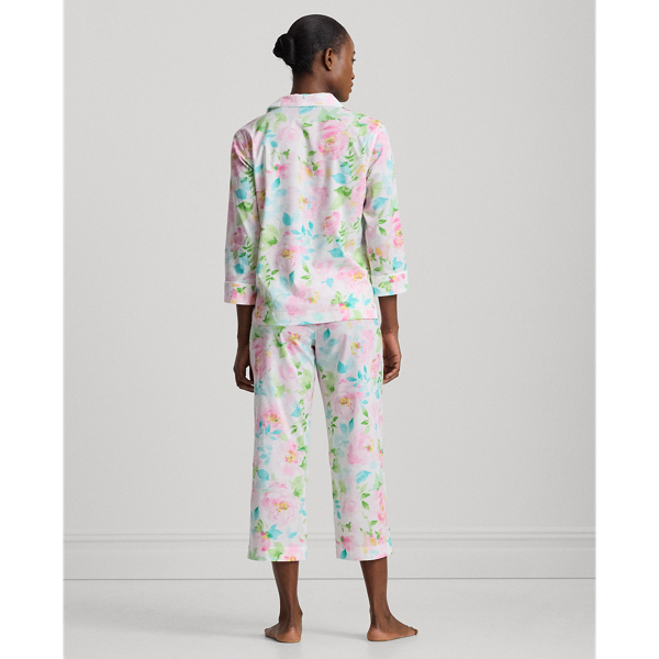 Multi Floral Floral Cotton-Blend Lawn Capri Sleep Set Lauren Petite 5