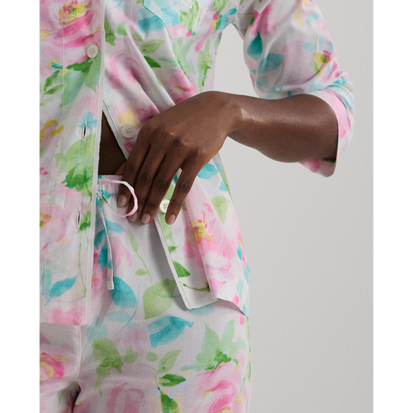 Multi Floral Floral Cotton-Blend Lawn Capri Sleep Set Lauren Petite 7
