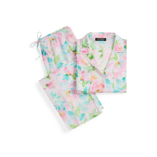 Multi Floral Floral Cotton-Blend Lawn Capri Sleep Set Lauren Petite 2