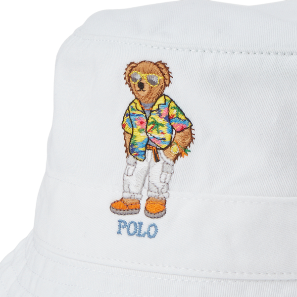White Polo Bear Twill Bucket Hat Polo Ralph Lauren 3