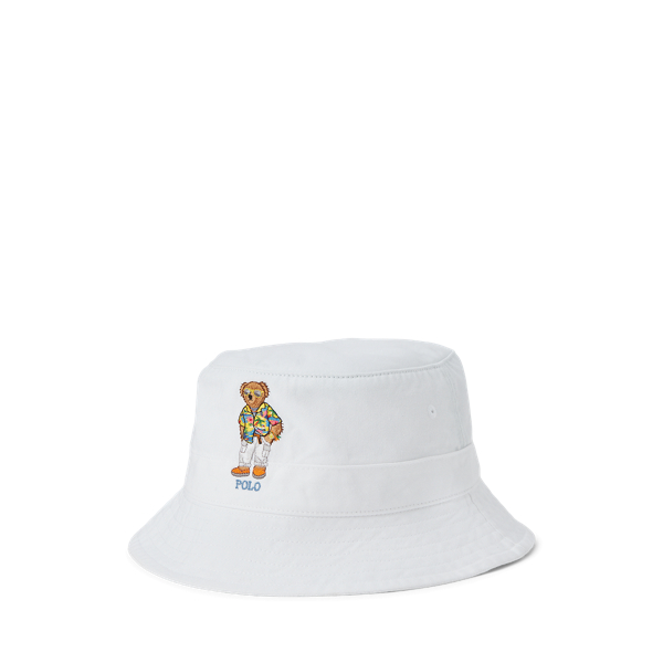 White Polo Bear Twill Bucket Hat Polo Ralph Lauren 1