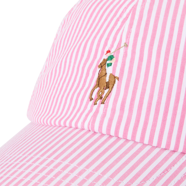 Pink Seersucker Cotton Seersucker Ball Cap Polo Ralph Lauren 3