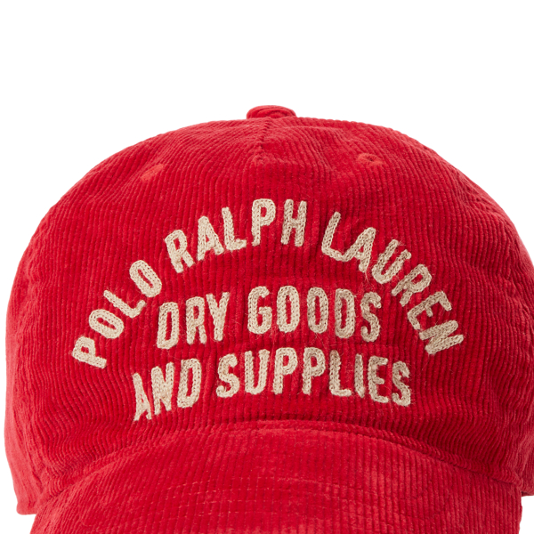 Red Embroidered Corduroy Ball Cap Polo Ralph Lauren 3