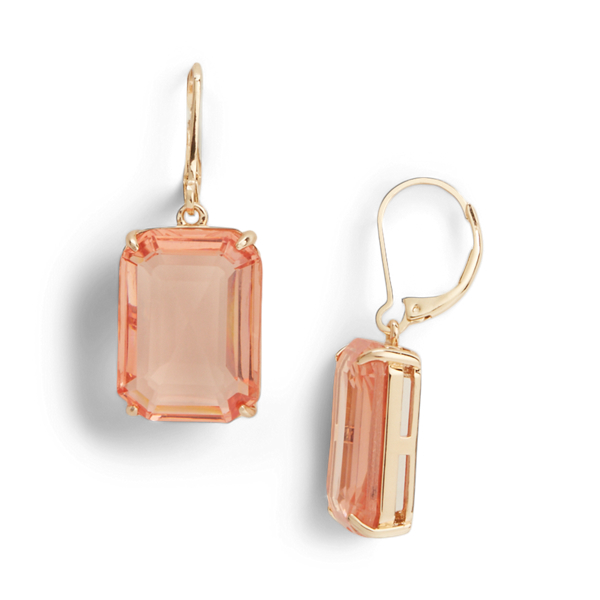 Gold/Rose Peach Gold-Tone Stone Drop Earrings Lauren 2