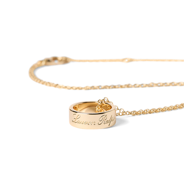 Gold Gold-Tone Logo-Ring Pendant Necklace Lauren 2