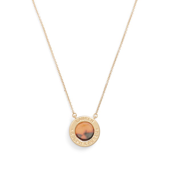 Gold Tortoiseshell Logo Pendant Necklace Lauren 2
